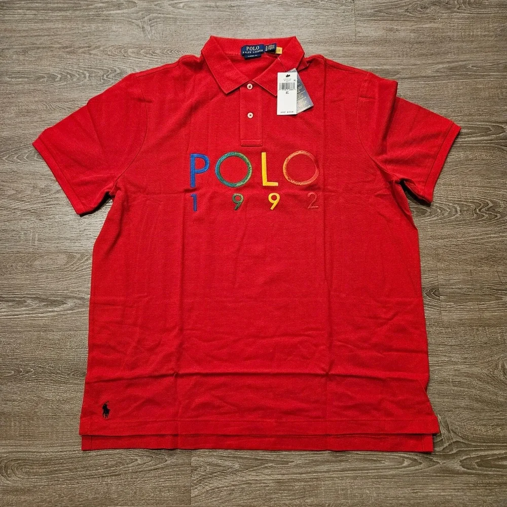 Polo Ralph Lauren 1992 Classic Fit Mesh Short Sleeve Polo Shirt Red Size XL